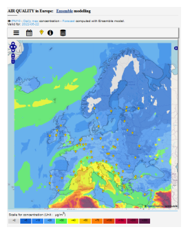 Immagine di una previsione di inquinamento atmosferico