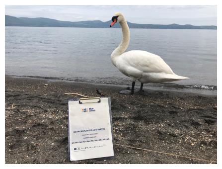 Lago di Bracciano: campionamento dei sedimenti sulla spiaggia